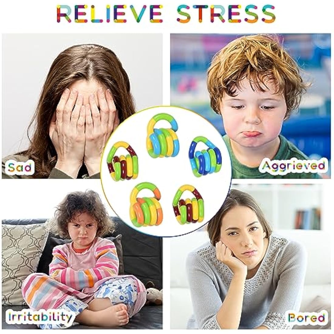 Jolof Store Tangle Fidget Toy – 5 Pcs Sensory Stress Relief Twist (Green)