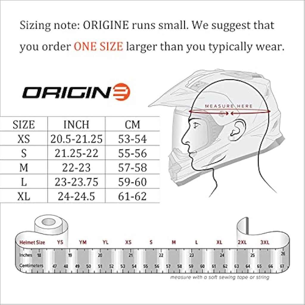 Origine Strada Full Face Motorcycle Helmet - Dual Visor - Red/White XL