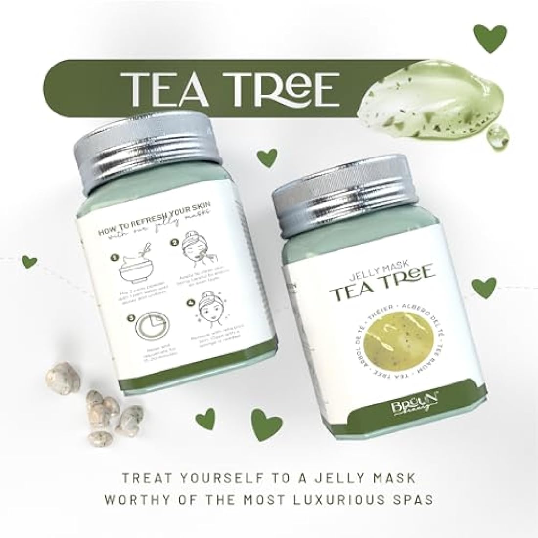BRÜUN Tea Tree Jelly Mask – Peel-Off Rubber Face Mask Powder, 23 fl oz
