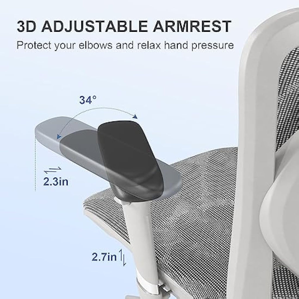 SIHOO Ergonomic Mesh Office Chair | 3D Armrests & Lumbar Support - Gray