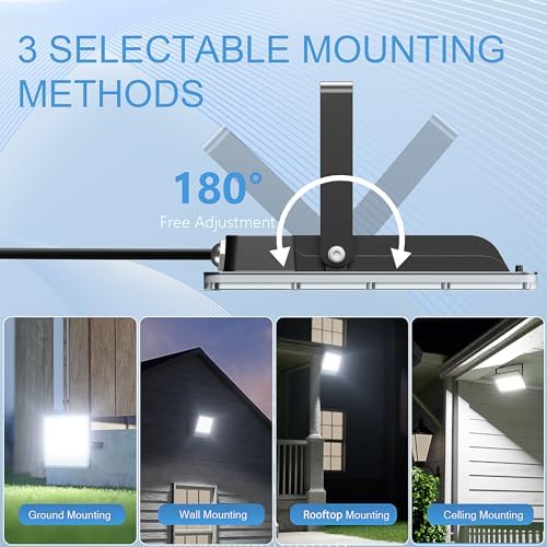 YIQIBRO 300W LED Security Floodlight | 30000LM IP67 Waterproof - 2 Pack