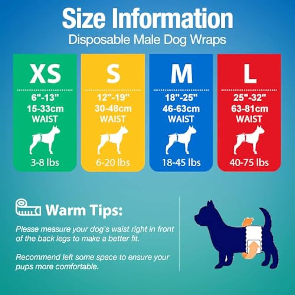 Pet Soft Male Dog Nappies | Disposable Absorbent Wraps | Large 50 Count