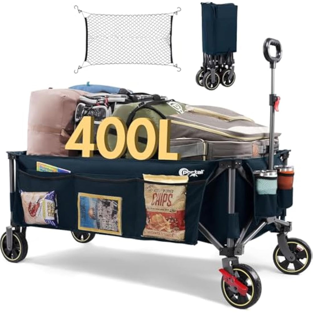 Portal 400L Heavy Duty Camping Trolley – 130cm Extended Folding Beach Wagon