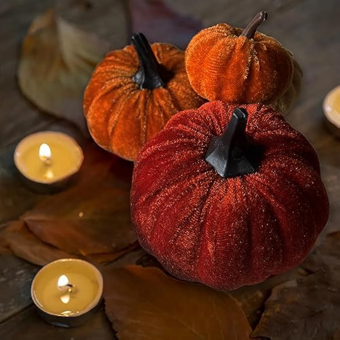 12Pcs Faux Velvet Pumpkins – Rustic Fall Harvest Decor