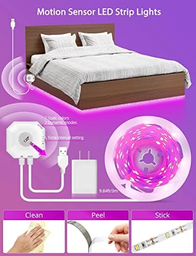 MATICOD Motion Sensor RGB LED Strip Light – App Control Under Cabinet, 3m