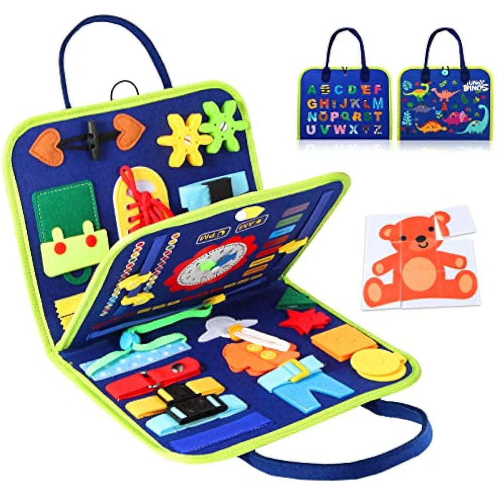 Hooku Montessori Busy Board – Toddler Sensory Travel Toy for Fine Motor Skills