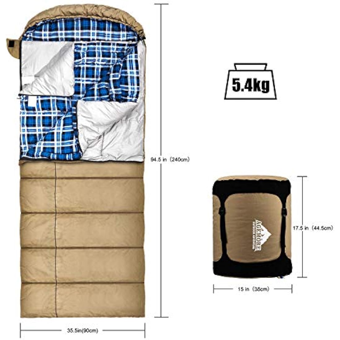 MCOTA Canvas Winter Sleeping Bag | 0 Degree Flannel Lined Big and Tall