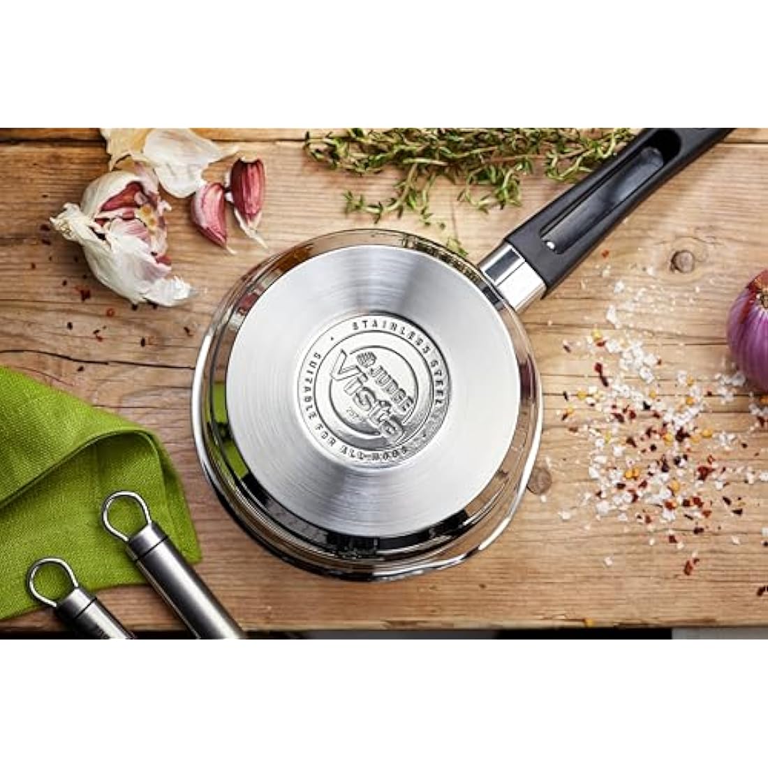 Judge Vista Stainless Steel Draining Saucepan with Glass Lid - 14cm 1L
