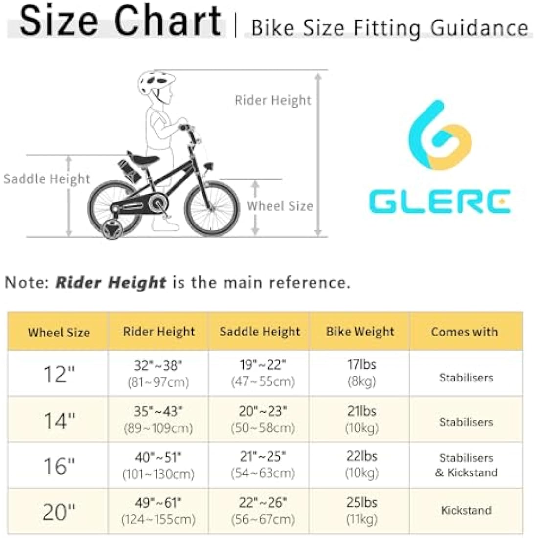 Glerc 18 Inch Kids Bike with Stabilisers and Water Bottle Holder