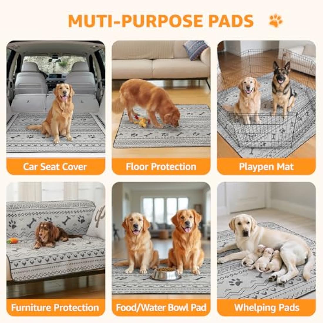 Pick For Life Washable Puppy Pads | 2-Pack Leak-Proof Dog Mats – 90x120cm