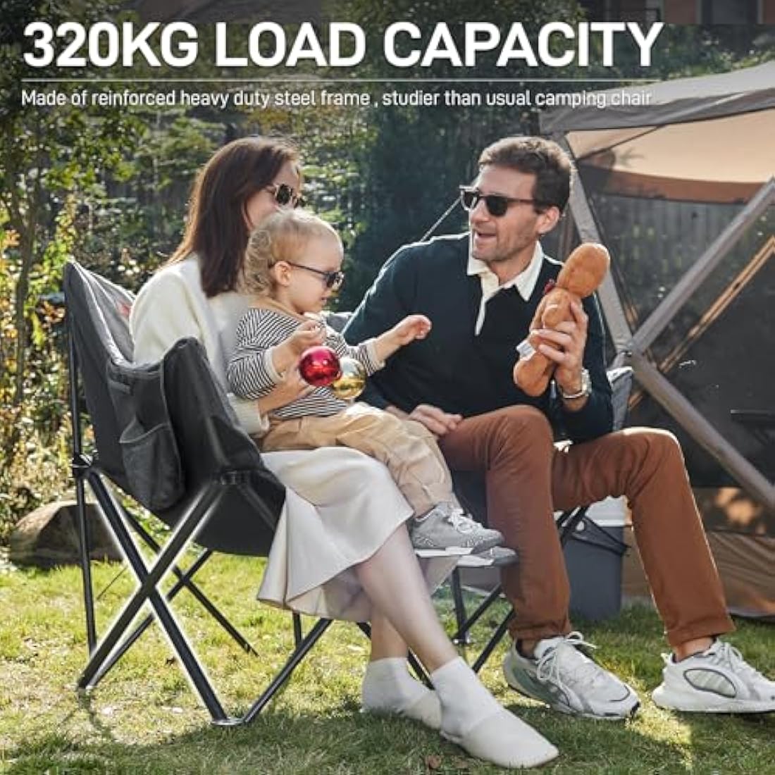 Ever Advanced Double Camping Chair | 6cm Padded 2 Seater Folding Sofa