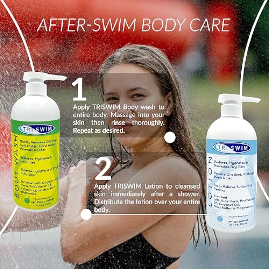 TRISWIM After Swim Body Lotion – Chlorine Neutralizing Magnesium (946ml)