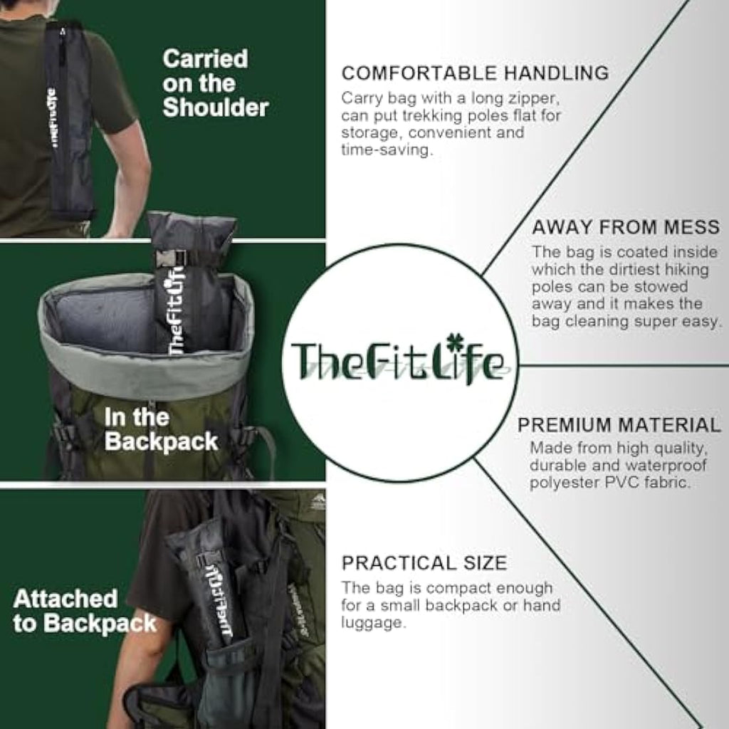 TheFitLife Collapsible Trekking Poles – Lightweight 7075 Aluminum Hiking Sticks