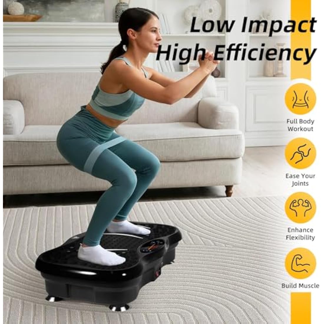 EVOLAND Vibration Plate Exercise Machine with Bluetooth & Resistance Bands