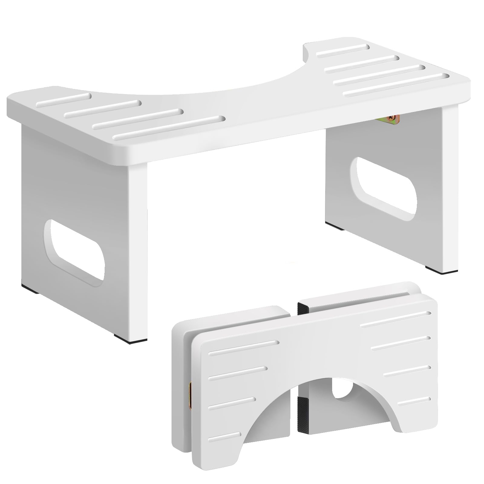 AkoaDa Wooden Toilet Stool – Foldable 35° Ergonomic Footstool, White