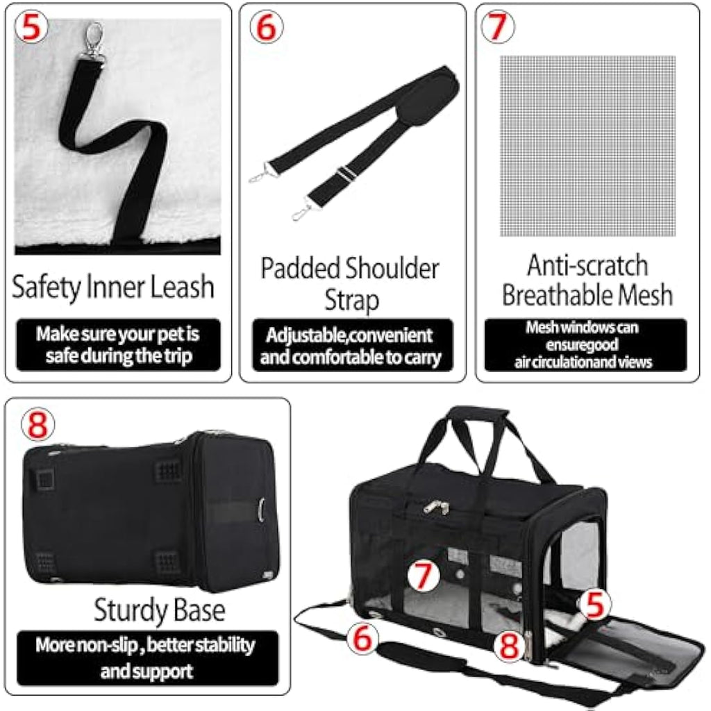 Dycietx Airline Approved Soft Sided Pet Carrier Bag for Cats and Dogs