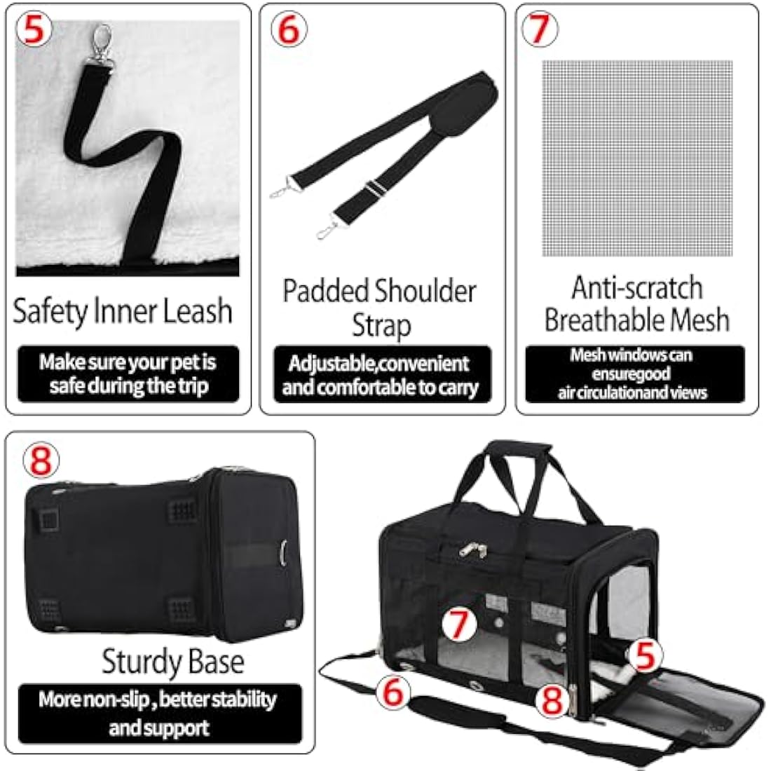 Dycietx Airline Approved Soft Sided Pet Carrier Bag for Cats and Dogs