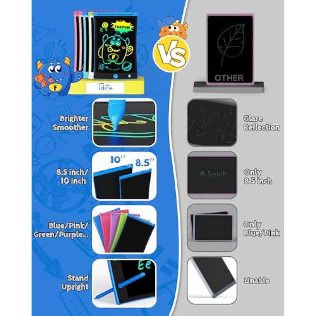 TEKFUN 8.5" LCD Writing Tablet 2-Pack | Colorful Drawing Board for Kids