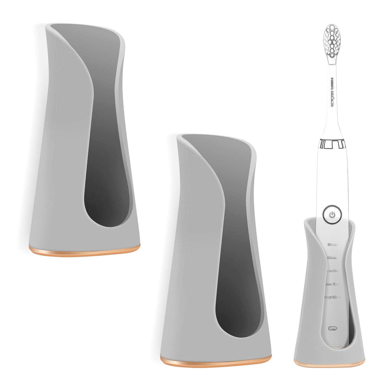 Linkidea Wall Mounted Electric Toothbrush Holder - 2 Pack Silicone - Gray
