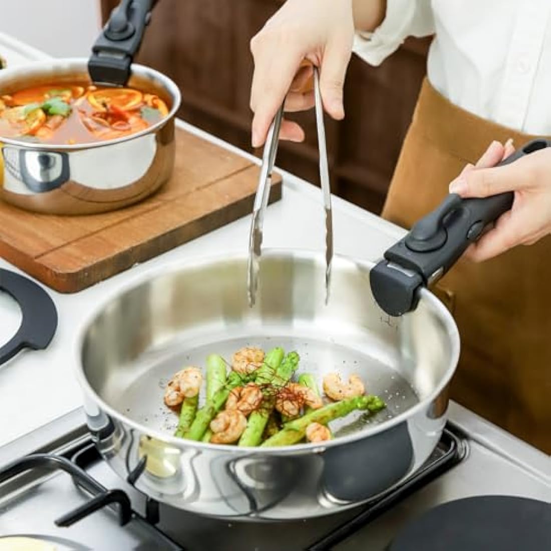 ROYDX 20-Piece Stainless Steel Cookware Set | Detachable Handles & Steamer
