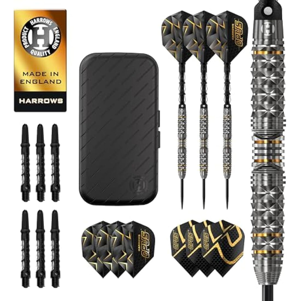 Harrows Opus Professional Steel Tip Darts Set - 90% Tungsten & Case