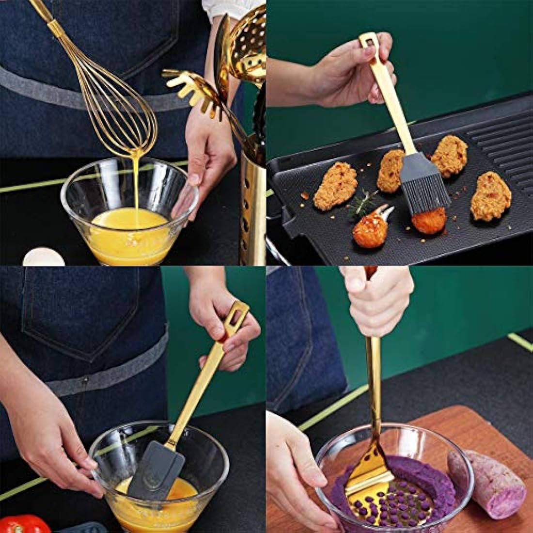 Berglander Gold Kitchen Utensils Set | 13-Piece Stainless Steel Cookware
