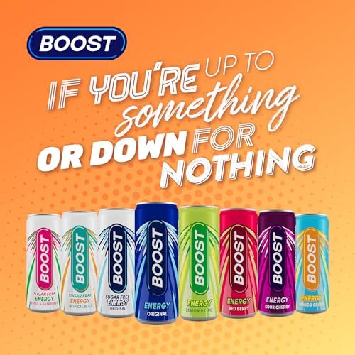 Boost Mango Energy Drink - 24 Pack Low Calorie Vegan Drinks | 250ml