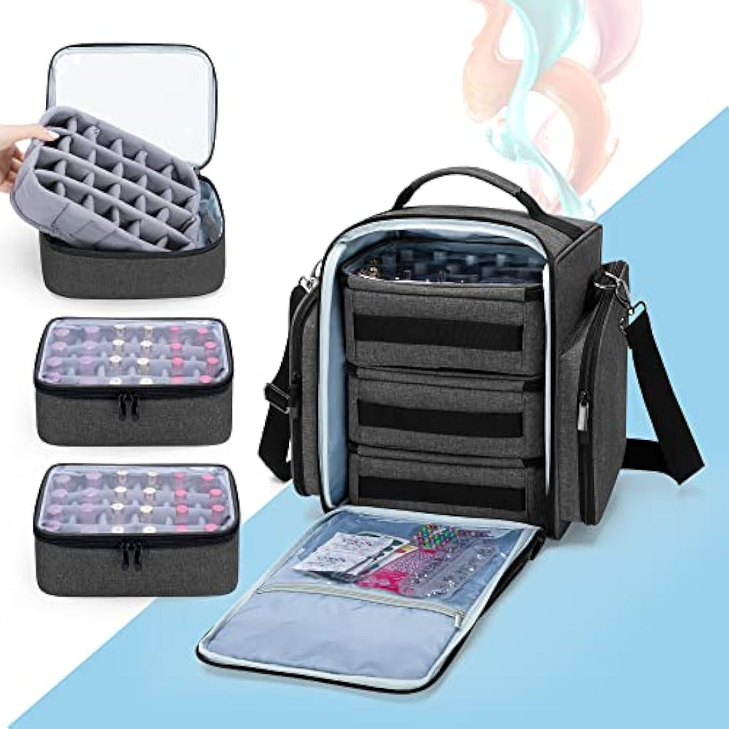 BAFASO Nail Polish Organiser Case - Holds 72 Bottles - Black Nylon Bag