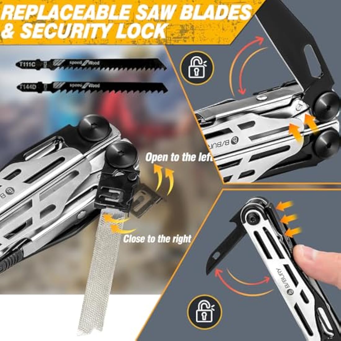 BIBURY 31-in-1 Multitool Pliers | Stainless Steel EDC Tool with Scissors