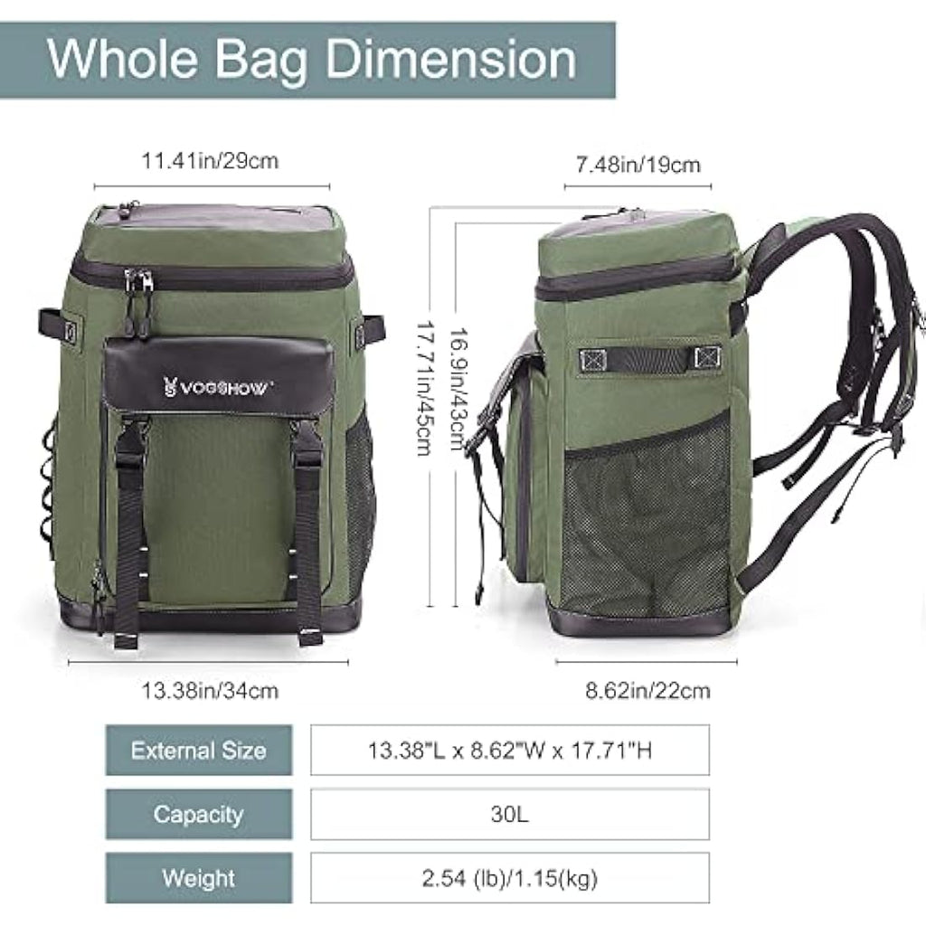 Vogshow 30L Insulated Cooler Backpack – Leakproof Waterproof Picnic Bag