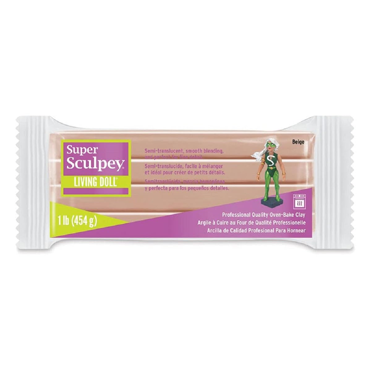 Super Sculpey Living Doll Polymer Oven-Bake Clay - Beige, 1lb/454g