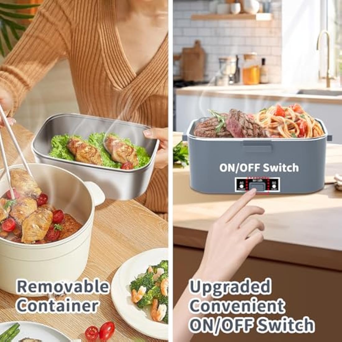 SOOOEC 100W Electric Heated Lunch Box | 1.8L Portable Food Warmer for Car