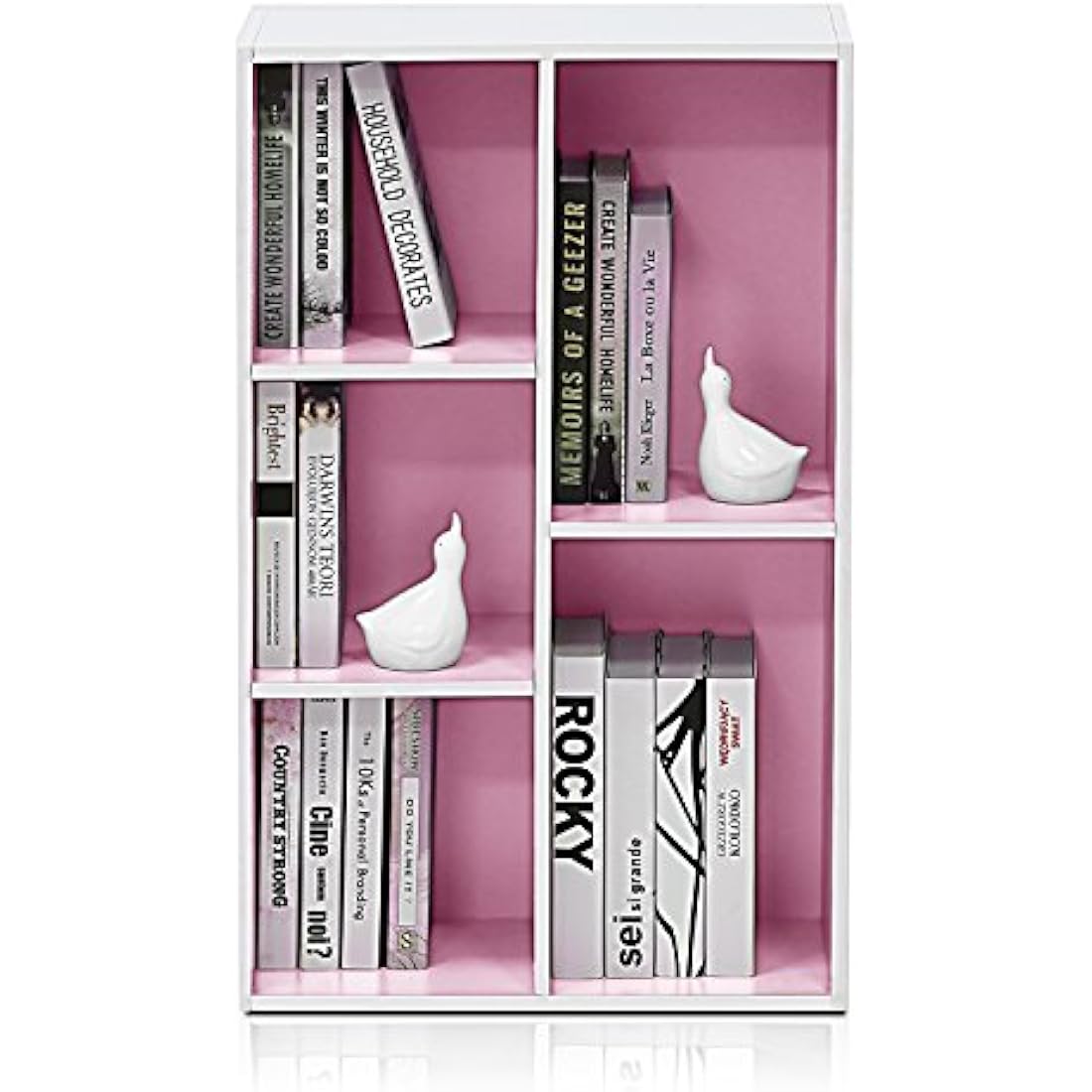 Furinno Luder 5-Cube Reversible Open Storage Shelf - White/Pink