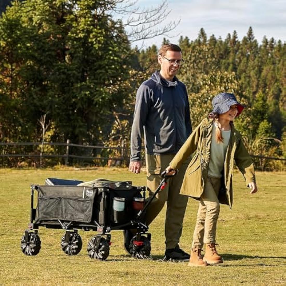 TIMBER RIDGE Heavy Duty Folding Camping Trolley | 200L All-Terrain Wagon