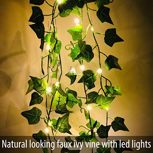 Jolof Store Artificial Ivy Vines with Lights - 4 Pack 80 LED Fairy Garland