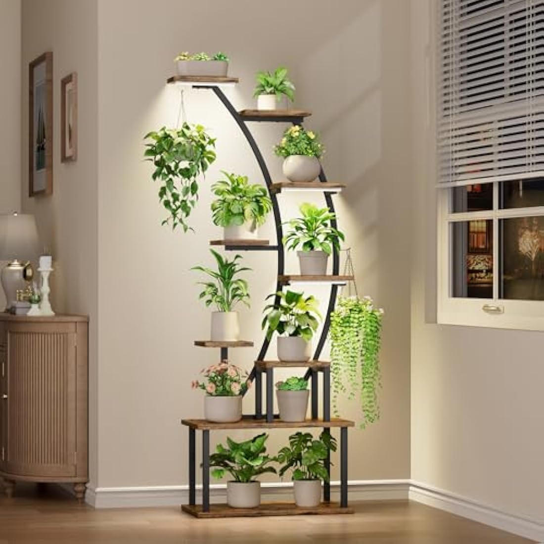 BACEKOLL 9-Tier Indoor Plant Stand with Grow Lights | 63" Metal Shelf