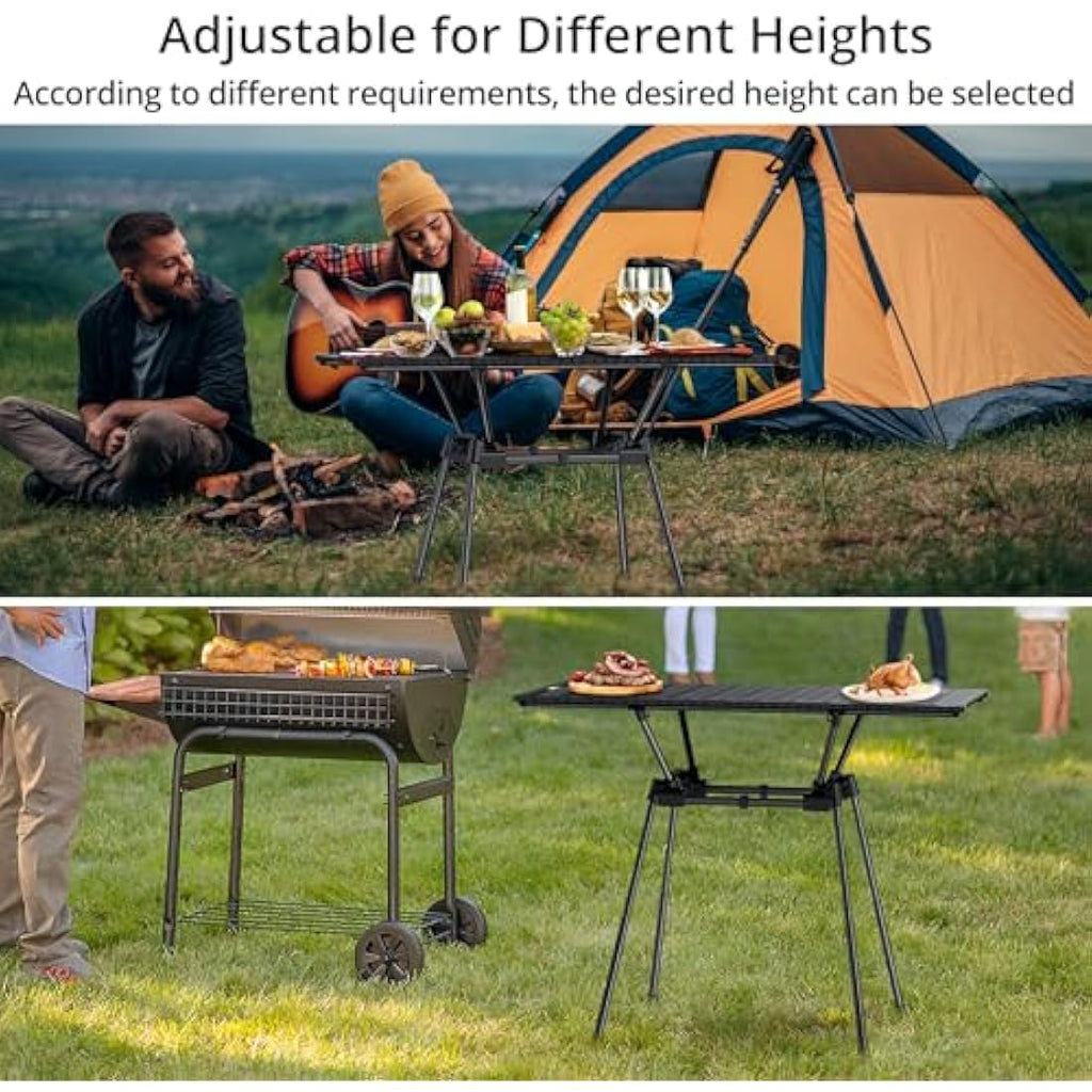 Anbte 3ft Folding Camping Table | 4 Adjustable Heights Aluminum Roll Up