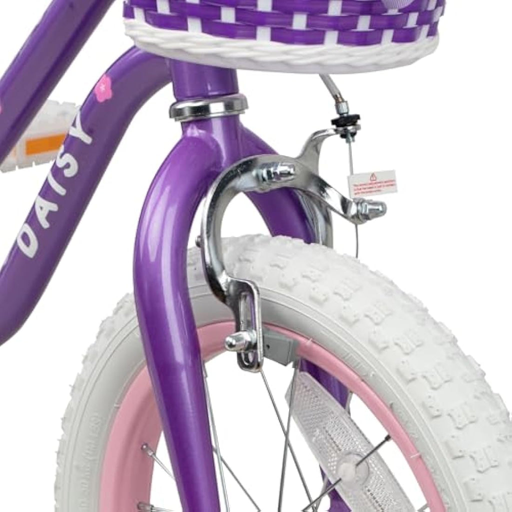 Glerc Daisy 12 Inch Girls Bike with Training Wheels and Basket – Purple