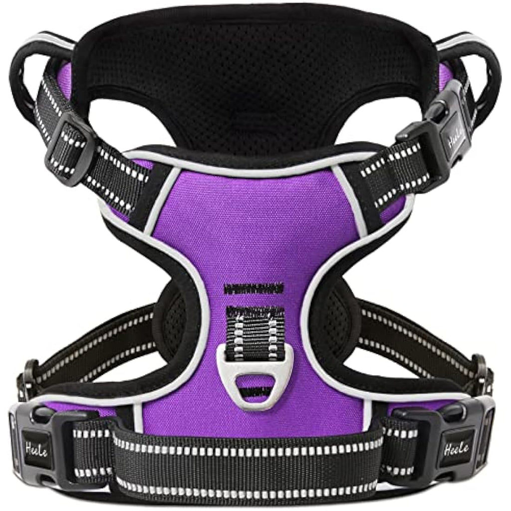 HEELE No Pull Dog Harness | Reflective Padded Training Vest - Purple, XL
