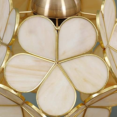Bieye Tiffany Style Stained Glass Flower Petal Table Lamp with Brass Base