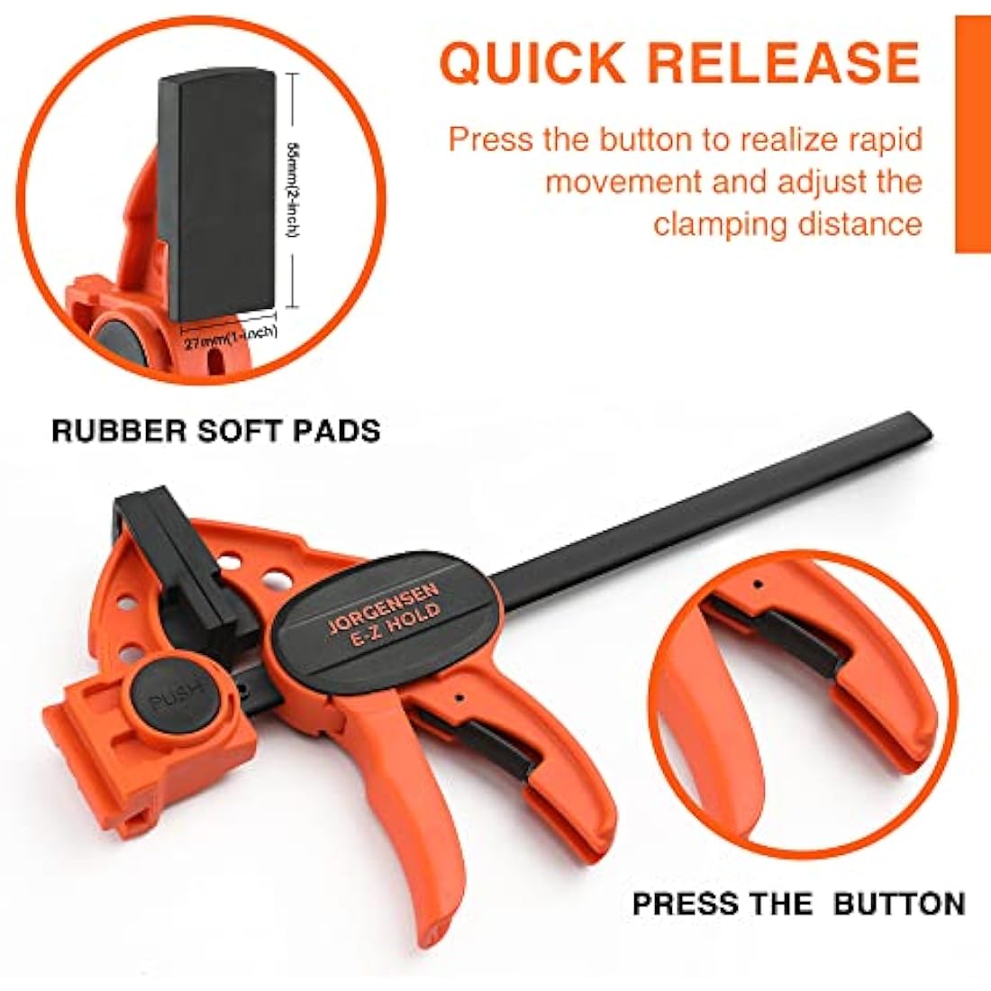 Jorgensen 150mm Woodworking Clamps | 4-Pack Quick Release Ratchet Bar