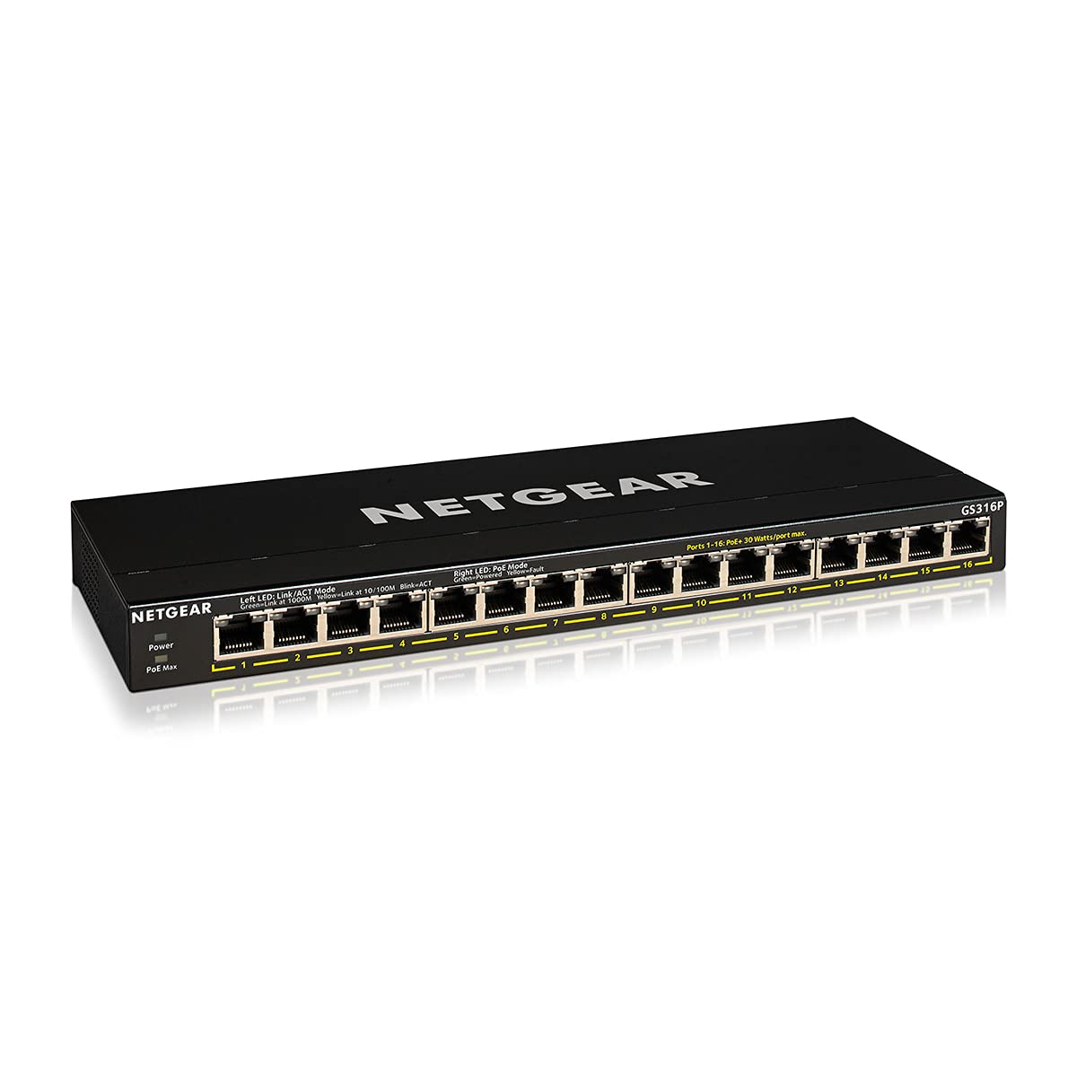 NETGEAR GS316P 16-Port Gigabit PoE Switch | Silent Desktop & Wall Mount