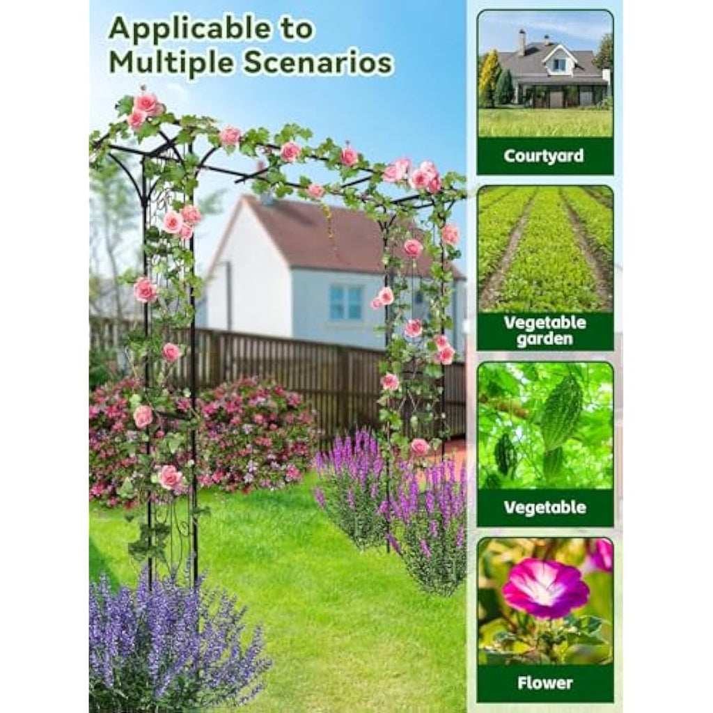 Jolof Store 2m Flat Top Garden Arch – Heavy Duty Metal Wedding Trellis