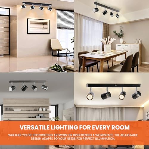 UKEW 4 Way Ceiling Spotlight – Modern Chrome Adjustable GU10 Bar