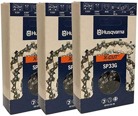Husqvarna 20" Chainsaw Chain Set of 3 – SP33G X-Cut .325 .050 80DL