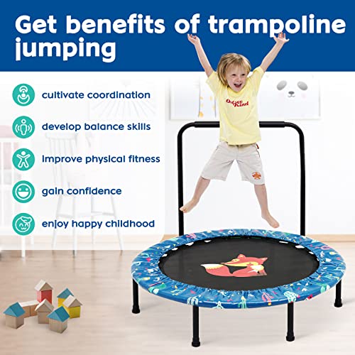 38" Kids Mini Trampoline | Foldable Bungee Rebounder - Green