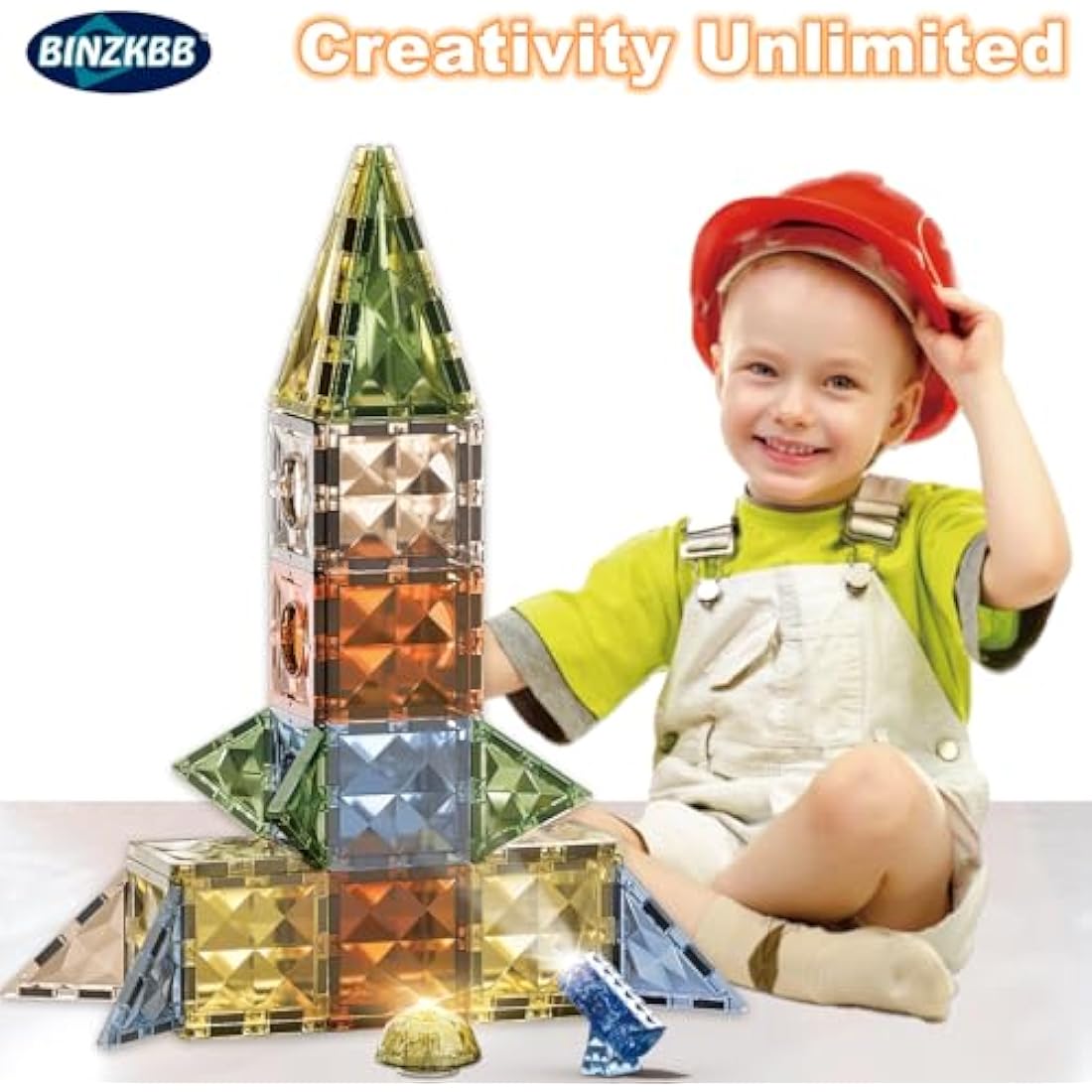 BINZKBB 110PCS Lighted Magnetic Tiles – 3D Building Blocks Set