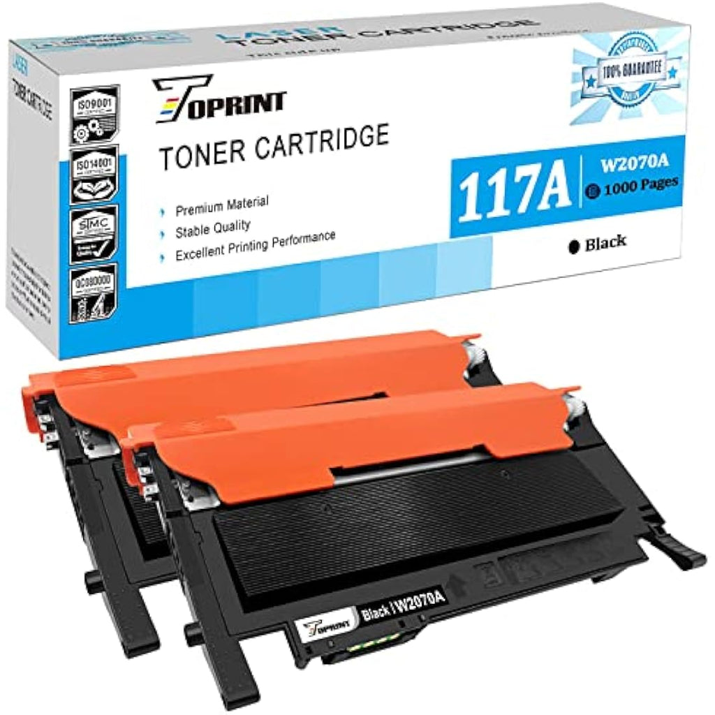 TOPRINT 117A W2070A Compatible Black Toner Cartridge for HP Color Laser - 2 Pack