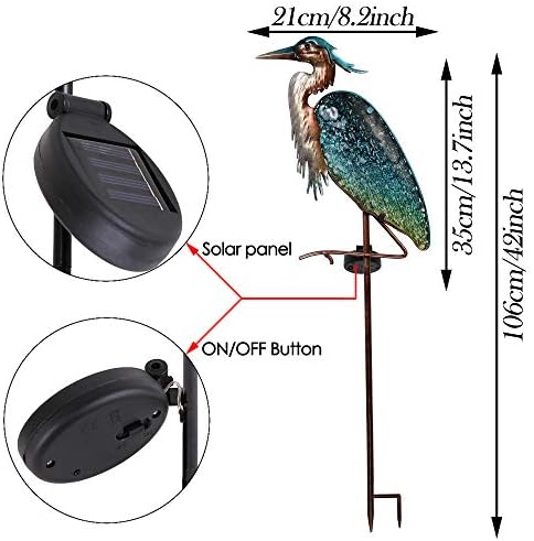 TERESA'S COLLECTIONS Blue Heron Solar Stake Light | Metal Garden Decor