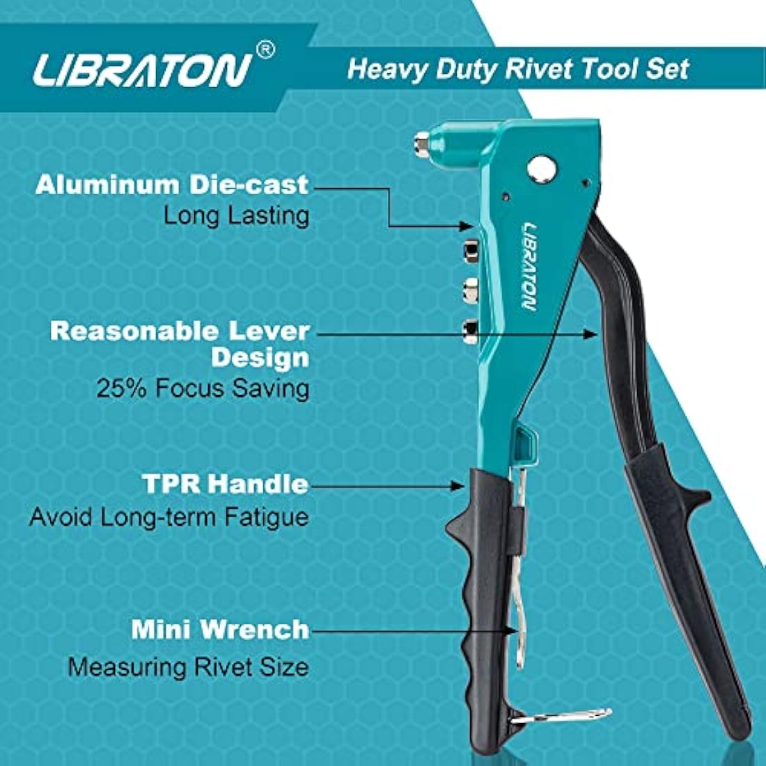Libraton Heavy Duty Pop Rivet Gun Set | Professional Hand Riveter Tool